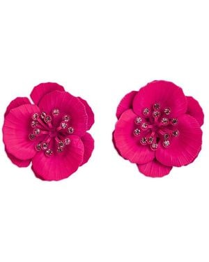 Saachi Statement Flower Crystal Stud Earrings - Pink