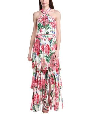 Tadashi Shoji Printed Sleeveless Maxi Dress - Red
