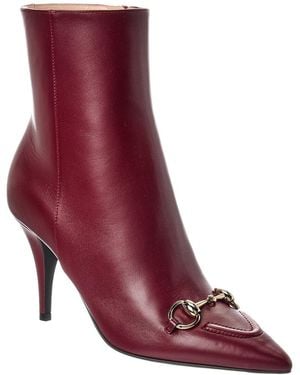 Gucci Horsebit Leather Ankle Boot - Purple