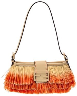 Fendi Baby Raffia Shoulder Bag - Red
