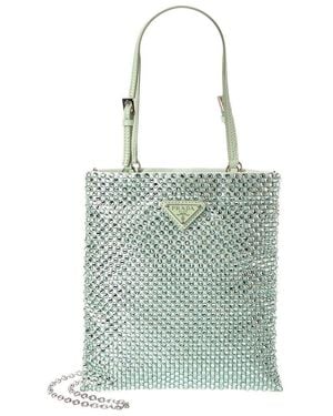 Prada Embellished Nylon Shoulder Bag - Blue