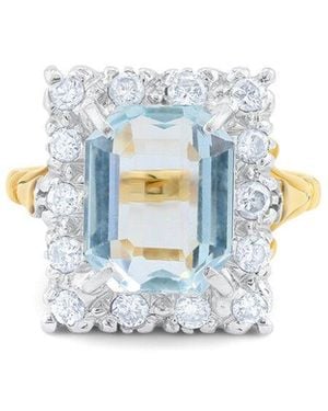 Diana M. Jewels Fine Jewellery 18K Two-Tone.05 Ct. Tw. Diamond & Aquamarine Ring - Blue