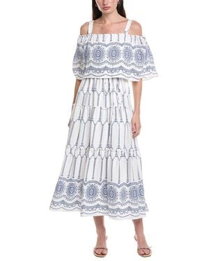 Maison Tara Printed Stone Midi Dress - White