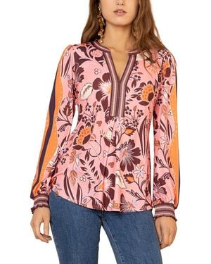 Hale Bob Goldie Long Sleeve Blouse - Red