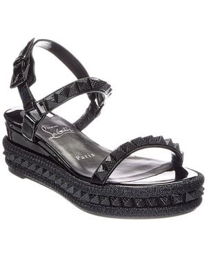 Christian Louboutin Logo Spike Leather Sandal - Metallic