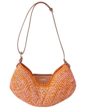 Loewe Swing Medium Raffia & Leather Swing Bag - Orange