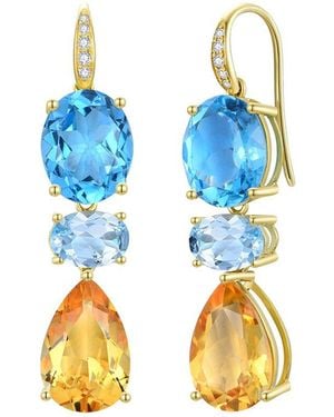 Kai Fine Jewelry 14K 13.15 Ct. Tw. Diamond & Gemstone Drop Earrings - Blue