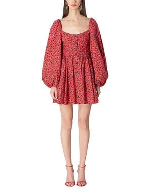 Carolina Herrera Button Front Balloon Sleeve Mini Dress - Red