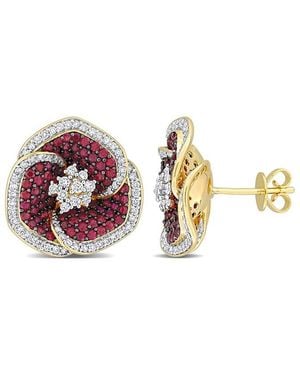 Rina Limor 14k 2.88 Ct. Tw. Diamond & Ruby Earrings - Multicolour