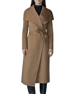 Mackage Wool & Leather Wrap Coat - Brown
