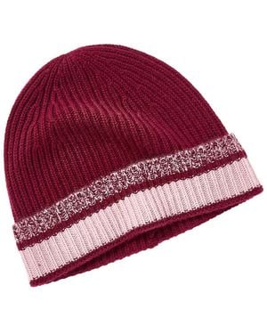 Phenix Cuffed Rib Knit Cashmere Hat - Red