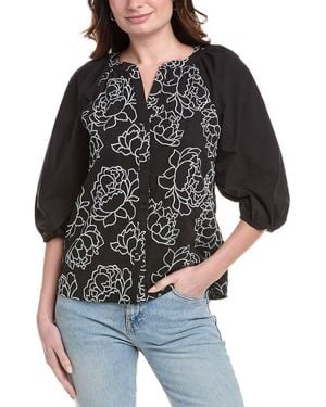 Vince Camuto Embroidered Top - Black