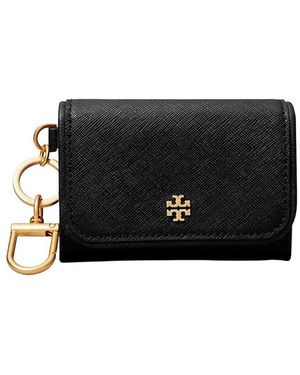 Tory Burch Emerson Flap Leather Card Case - Black