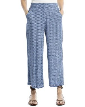 Max Studio Texture Rayon Cropped Pant - Blue