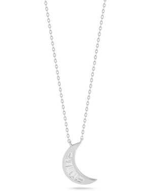 Glaze Jewelry Silver Cz Moon Necklace - White
