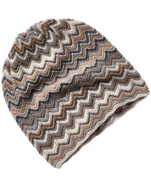 Forte Cashmere Zig Zag Stitch Cashmere Hat - Grey
