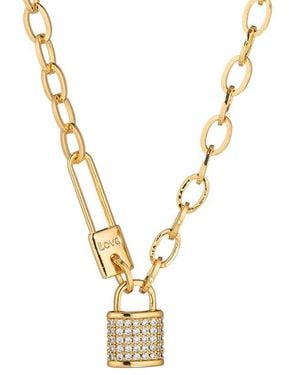Eye Candy LA Cz Lock Necklace - Metallic