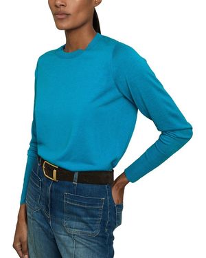 Reiss Wendy Crew Neck Silk & Cashmere-Blend Jumper - Blue