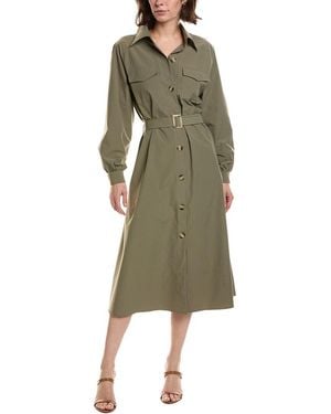 Pascale La Mode Flap Pocket Raglan Sleeve Shirtdress - Green