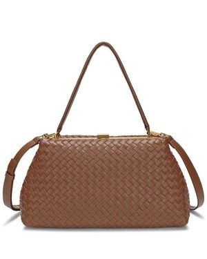 Tiffany & Fred Paris Leather Clutch/Shoulder Bag - Brown