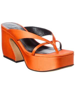 Sergio Rossi 45 Satin Platform Sandal - Orange