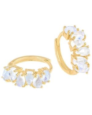 TIRAMISU Plated 2.87 Ct. Tw. Moonstone Hoop Earrings - Metallic