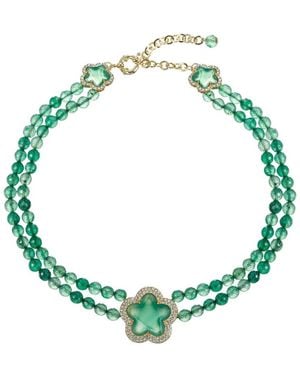 Eye Candy LA Agate Yasmin Beaded Statement Necklace - Green