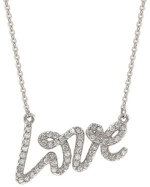 Suzy Levian 14K 0.30 Ct. Tw. Diamond Love Necklace - Metallic