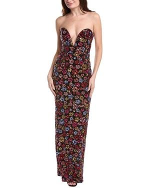 Marchesa Embellished Column Gown - Red