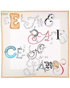 Celine Square Silk Scarf - White