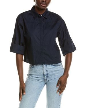 1.STATE Boxy Button Down Shirt - Blue
