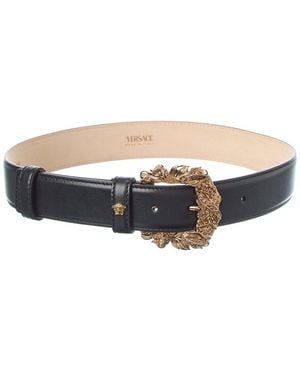 Versace Croc-Embossed Leather Belt - Grey