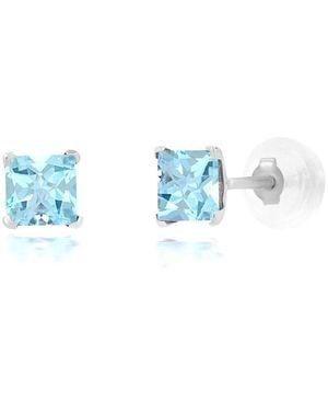 MaxColor 14K 0.75 Ct. Tw. Swiss Topaz Studs - Blue