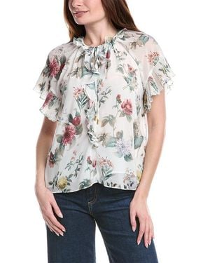 Philosophy Tie Neck Printed Blouse - Grey
