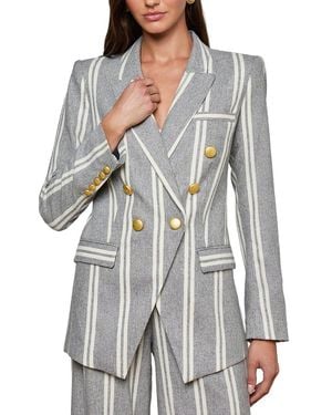 L'Agence Kendi Long Double Breasted Wool-Blend Blazer - Gray