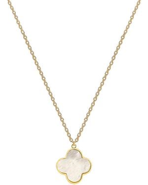 Gabi Rielle 14k Over Silver Pearl Clover Necklace - Metallic