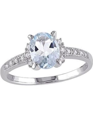 Rina Limor Silver 1.07 Ct. Tw. Diamond & Aquamarine Ring - White