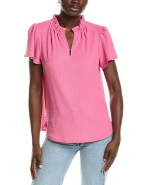 Jones New York Seabreeze Crinkle Flutter Top - Pink