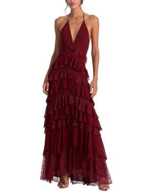 Alice + Olivia Liana Ruffle Maxi Dress - Red