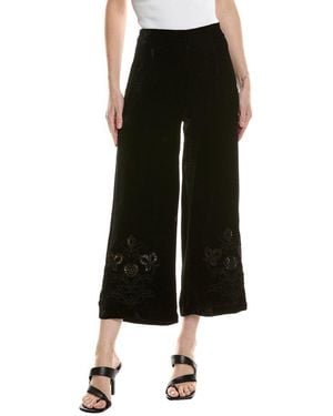 Johnny Was Lilith Wide Leg Cropped Silk-Blend Pant - Black