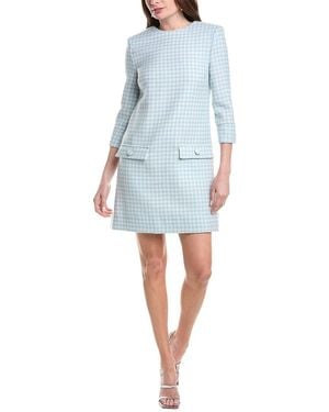 Oscar de la Renta Silk-Lined Wool-Blend Shift Dress - Blue