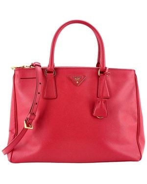Prada Saffiano Leather Double Zip Lux Tote Medium (Authentic Pre-Loved) - Red