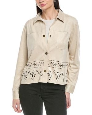 Vince Camuto Collar Eyelet Hem Jacket - Natural