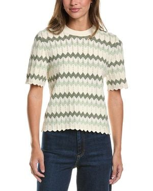 Adrianna Papell Chevron Striped Crewneck Pullover - Natural
