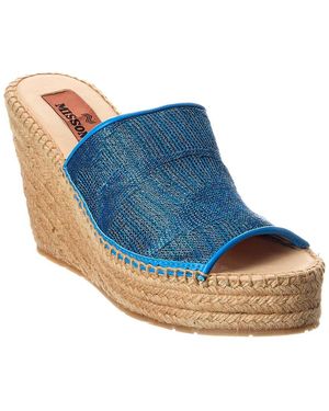 Missoni Leather-Trim Wedge Sandal - Blue