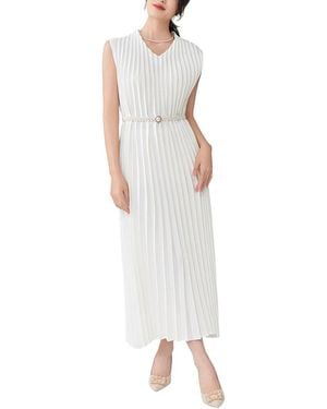 Linda Charm Sleeveless Solid Maxi Dress - White