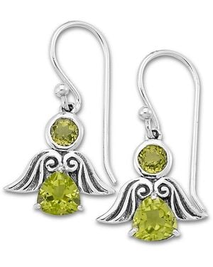 Samuel B. Silver Peridot Angel Earrings - White