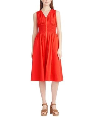 Draper James Amber Sleeveless Smocked Waist Midi Dress - Red