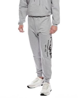 McQueen Cut & Sew Graffiti Print Jogger Pant - Grey