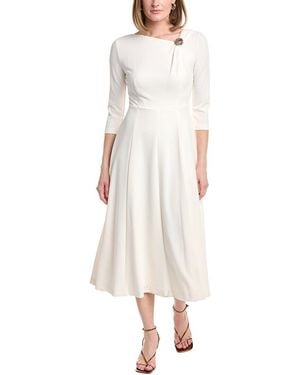 Anne Klein A-Line Midi Crepe Dress - White